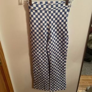 Blue and white check pants